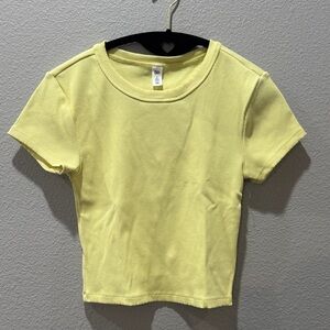 ☀️ BP. Yellow Ribbed Short Sleeve Top – Size S – Perfect for Layering! ☀️